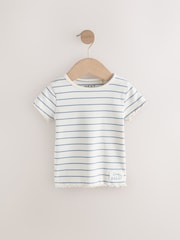 Blue Ribbed Short Sleeve Tops 5 Pack (3mths-7yrs) - Size 3-6 Months (62-68cm)