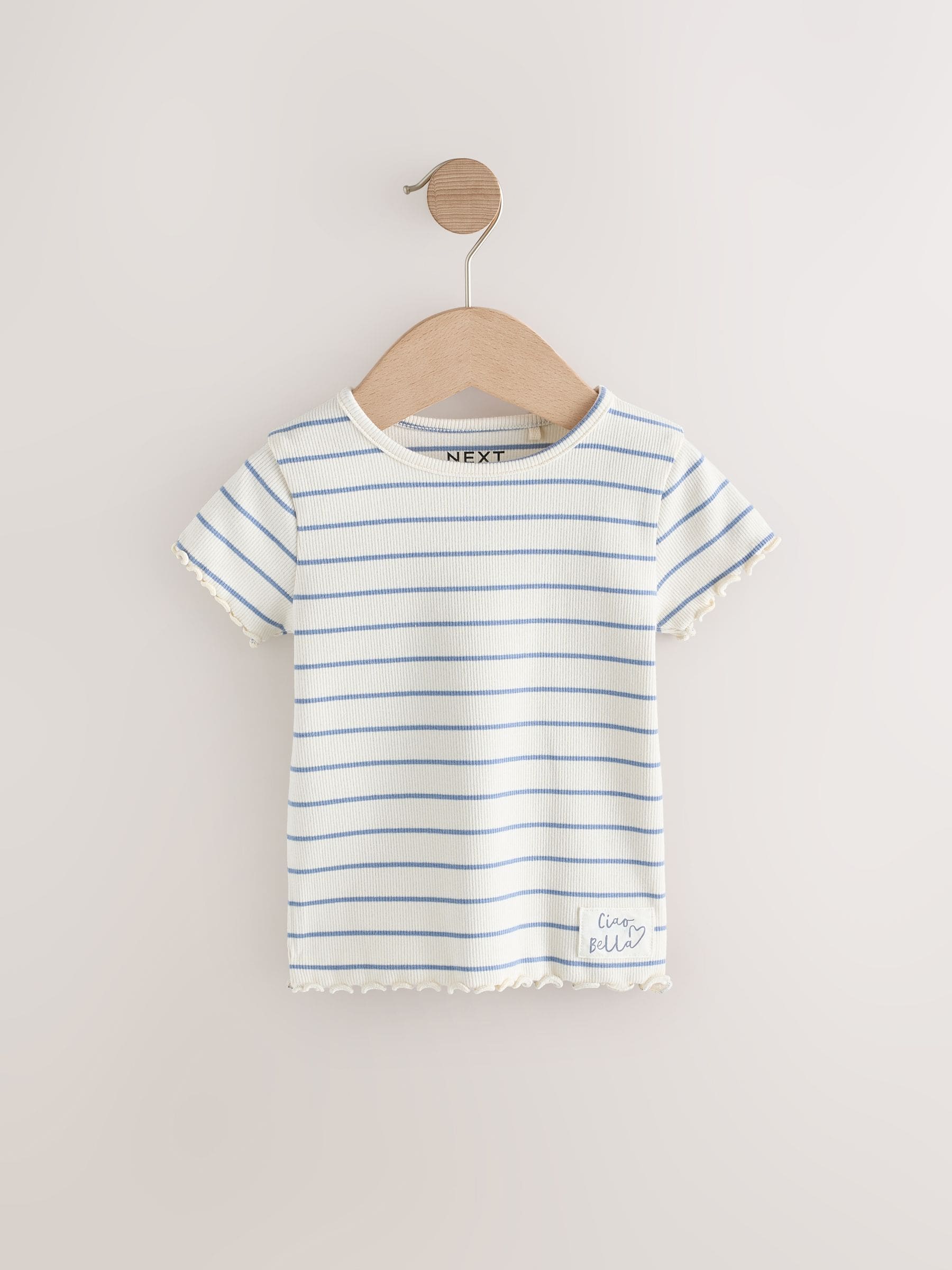 Blue Ribbed Short Sleeve Tops 5 Pack (3mths-7yrs) - Size 3-6 Months (62-68cm)