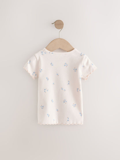 Blue Ribbed Short Sleeve Tops 5 Pack (3mths-7yrs) - Size 3-6 Months (62-68cm)