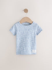 Blue Ribbed Short Sleeve Tops 5 Pack (3mths-7yrs) - Size 3-6 Months (62-68cm)