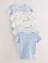 Blue Ribbed Short Sleeve Tops 5 Pack (3mths-7yrs) - Size 3-6 Months (62-68cm) - Default 1