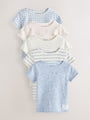 Blue Ribbed Short Sleeve Tops 5 Pack (3mths-7yrs) - Size 3-6 Months (62-68cm)