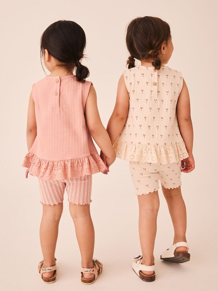 Neutral Ditsy Vest and Shorts Set 2 Pack (3mths-7yrs)