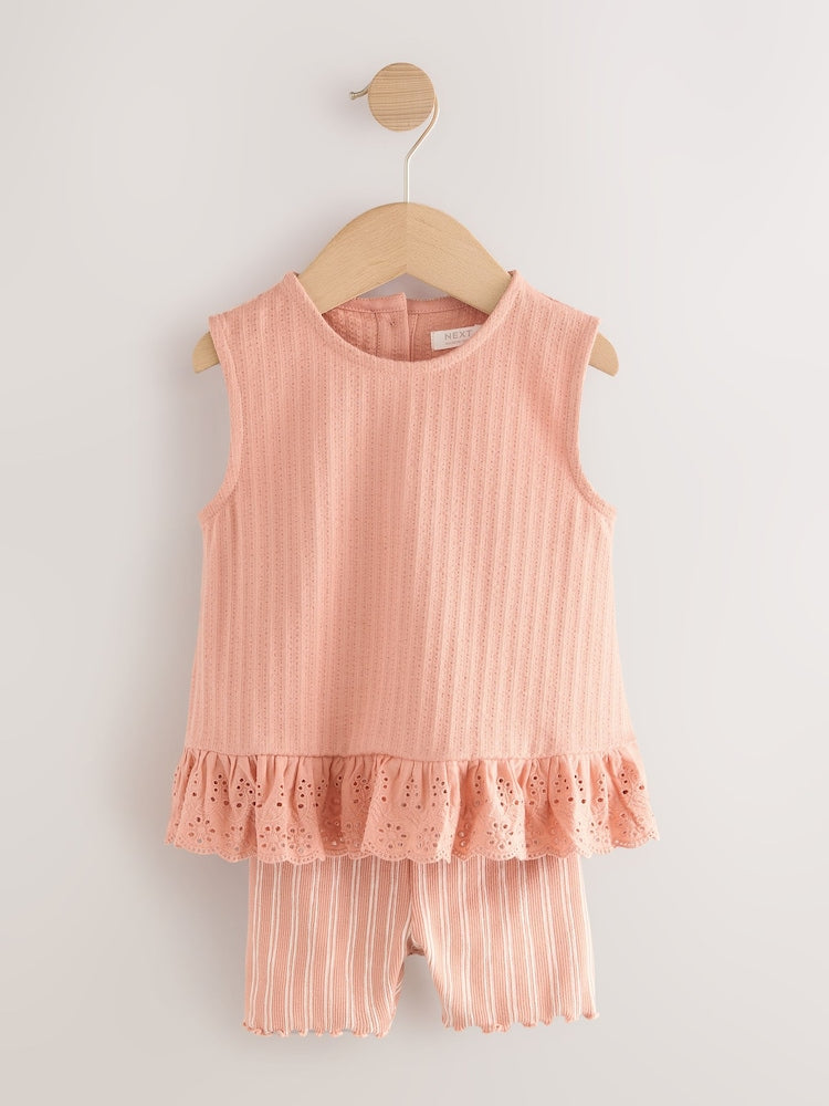 Neutral Ditsy Vest and Shorts Set 2 Pack (3mths-7yrs)
