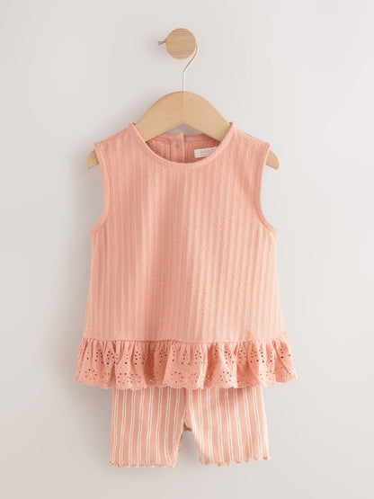 Neutral Ditsy Vest and Shorts Set 2 Pack (3mths-7yrs)