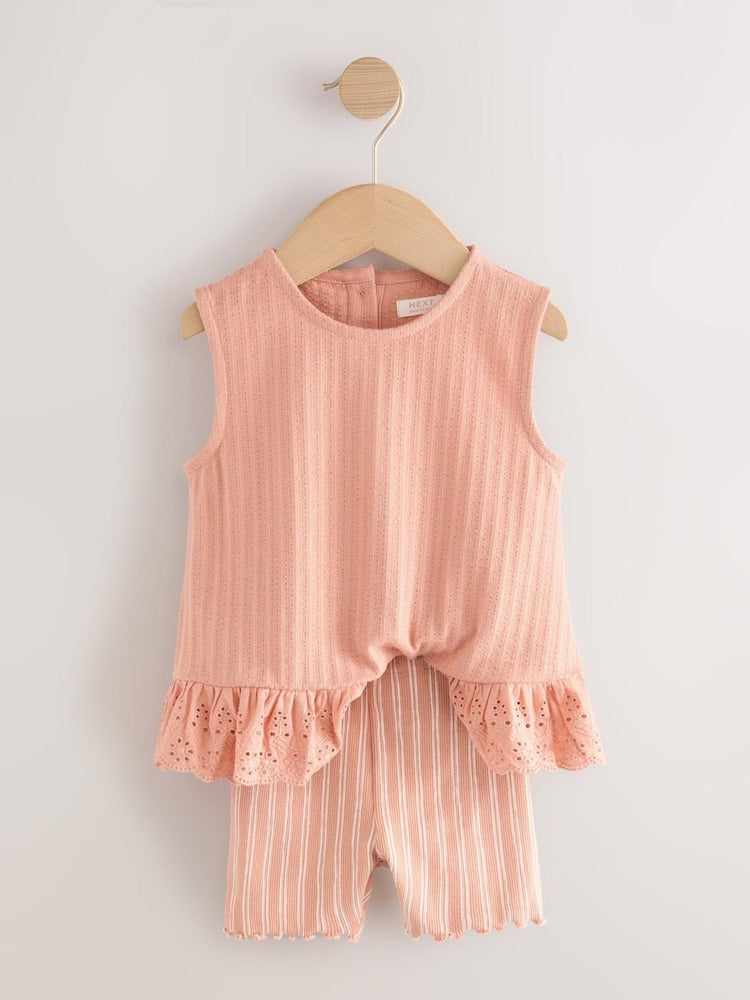 Neutral Ditsy Vest and Shorts Set 2 Pack (3mths-7yrs)