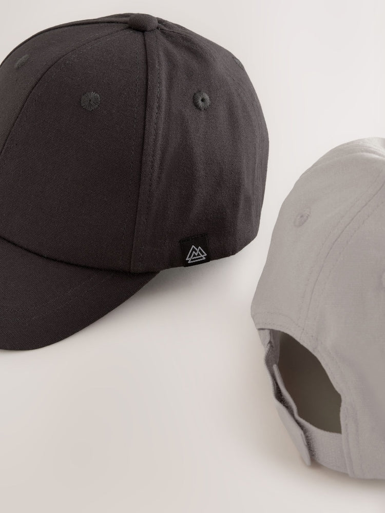 Grey/Charcoal Baseball 100% Cotton Caps 2 Pack (1-16yrs)