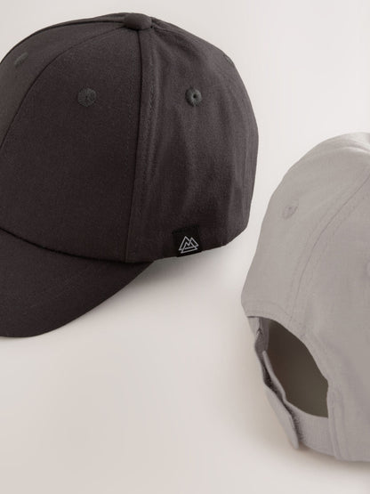 Grey/Charcoal Baseball 100% Cotton Caps 2 Pack (1-16yrs) - Size 1-2 Years (80-92cm)
