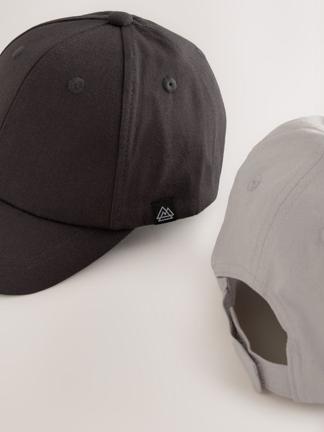 Grey/Charcoal Baseball 100% Cotton Caps 2 Pack (1-16yrs) - Size 1-2 Years (80-92cm)