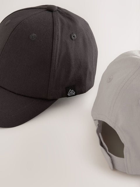 Grey/Charcoal Baseball 100% Cotton Caps 2 Pack (1-16yrs) - Size 1-2 Years (80-92cm)