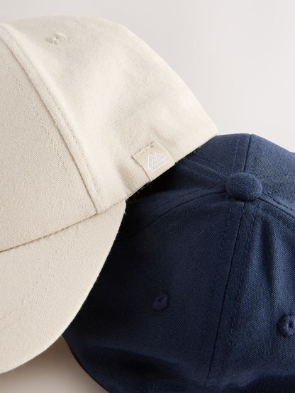 Navy/Stone Baseball 100% Cotton Caps 2 Pack (1-16yrs) - Size 1-2 Years (80-92cm)