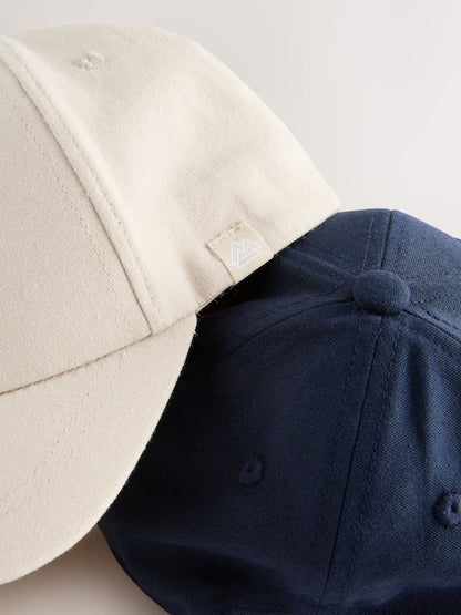 Navy/Stone Baseball 100% Cotton Caps 2 Pack (1-16yrs) - Size 1-2 Years (80-92cm)