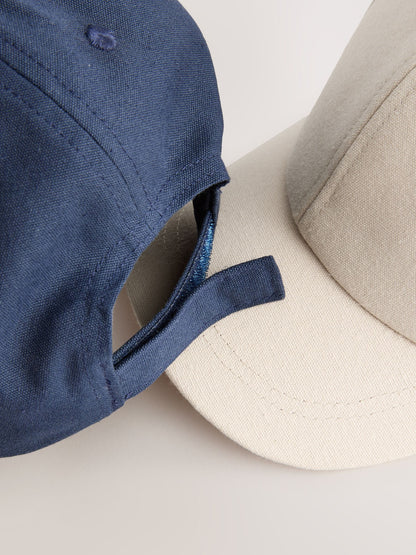 Navy/Stone Baseball 100% Cotton Caps 2 Pack (1-16yrs) - Size 1-2 Years (80-92cm)
