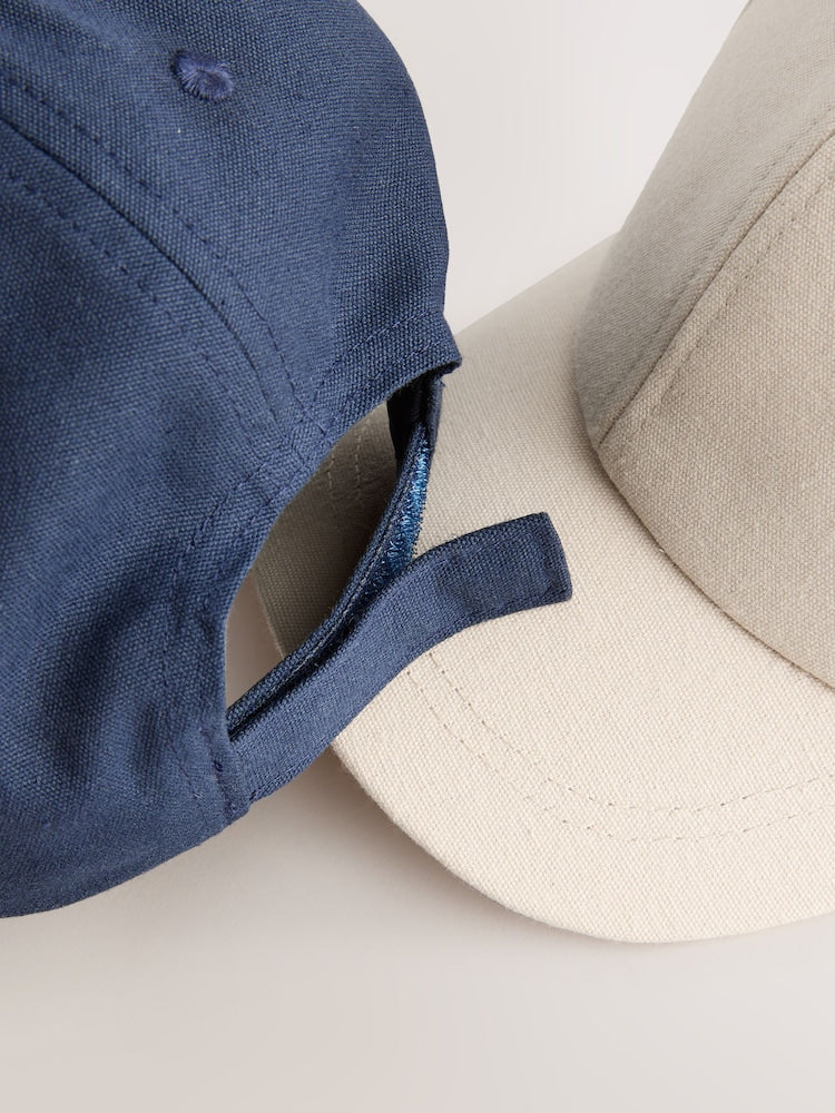 Navy/Stone Baseball 100% Cotton Caps 2 Pack (1-16yrs) - Size 1-2 Years (80-92cm)