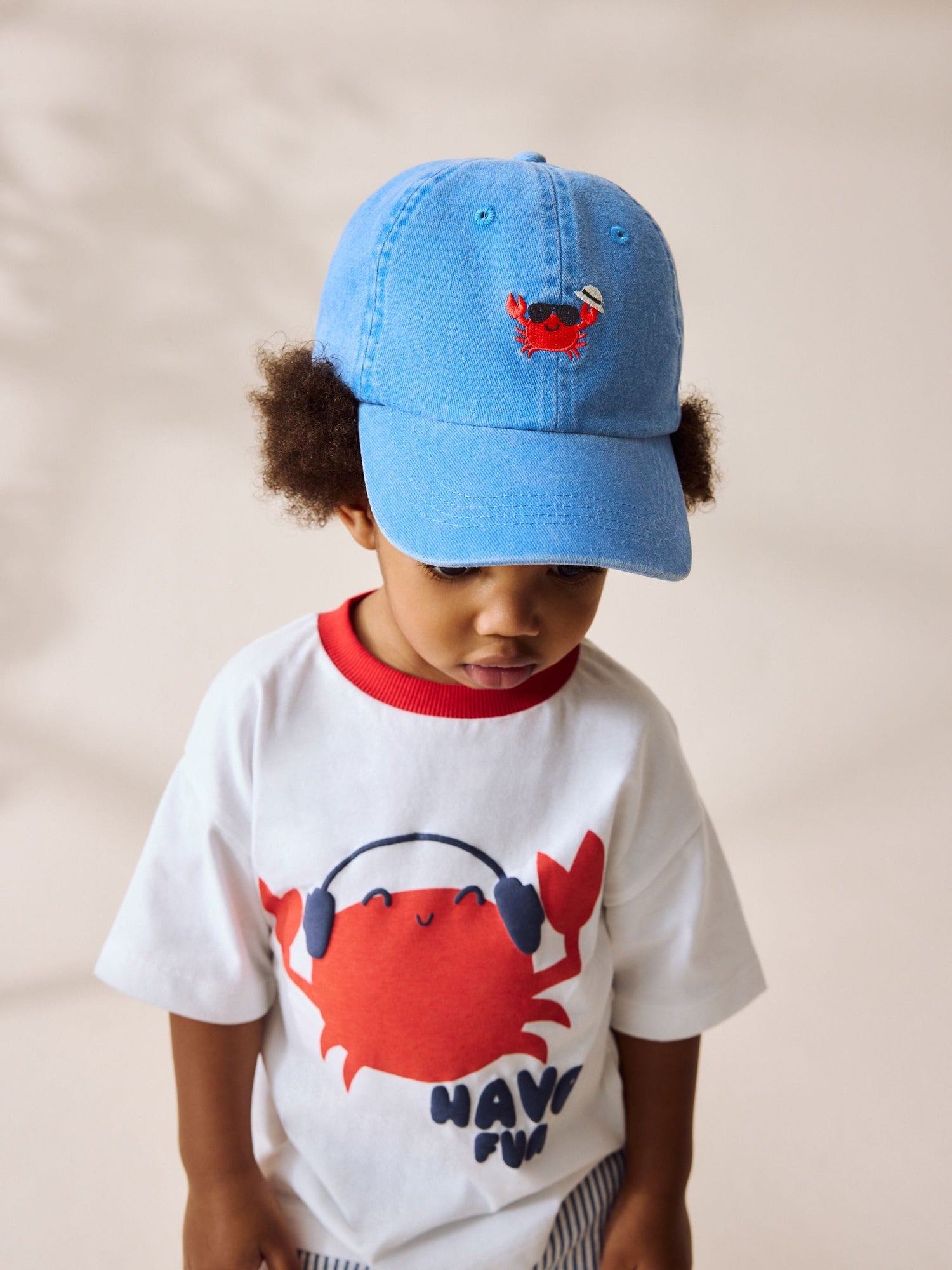 Shark/Crab Washed Caps 2 Pack (3mths-10yrs) - Size 3-9 Months (62-74cm)