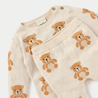 Juniors All-Over Bear Long Sleeves T-shirt and Elasticated Pyjama Set