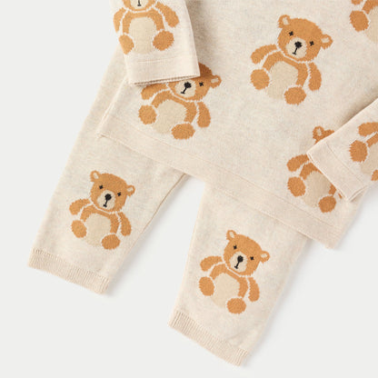 Juniors All-Over Bear Long Sleeves T-shirt and Elasticated Pyjama Set