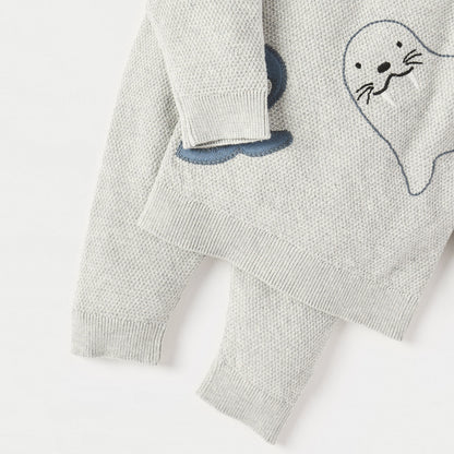 Juniors Applique Detail Long Sleeves T-shirt and Elasticated Pyjama Set