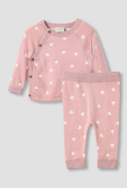Juniors All-Over Heart Detail Sweater and Pyjama Set