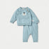 Juniors Animal Face Applique Long Sleeves T-shirt and Pyjama Set - Blue / 12-18 mths