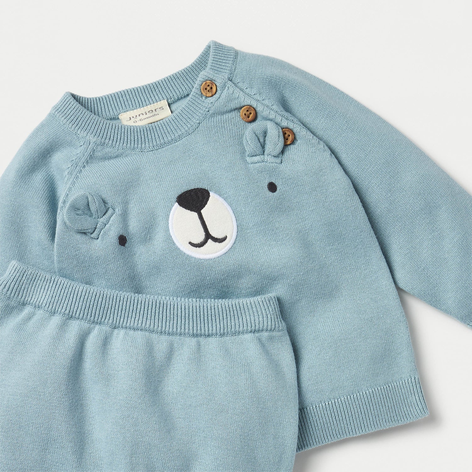 Juniors Animal Face Applique Long Sleeves T-shirt and Pyjama Set