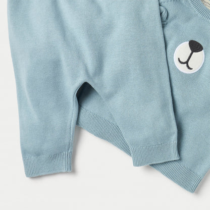 Juniors Animal Face Applique Long Sleeves T-shirt and Pyjama Set