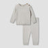 Juniors Cotton Round Neck Long Sleeve Pyjama Set with Knit Texture - Grey / 12-18 mths