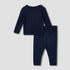 Juniros Cotton Round Neck Long Sleeve Pyjama Set with Knit Texture - Blue / 18-24 mths
