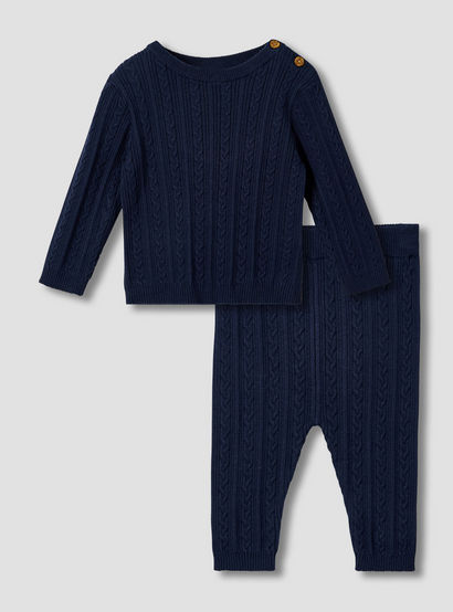 Juniros Cotton Round Neck Long Sleeve Pyjama Set with Knit Texture-baby-boys-clothing-nightwear-pyjamasets-image-1