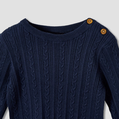 Juniros Cotton Round Neck Long Sleeve Pyjama Set with Knit Texture