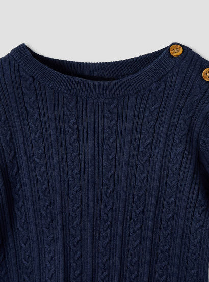 Juniros Cotton Round Neck Long Sleeve Pyjama Set with Knit Texture-baby-boys-clothing-nightwear-pyjamasets-image-4