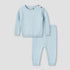Juniors Pyjama Set with Ribbed Texture - Cotton - Long Sleeves - Blue / 12-18 mths