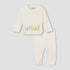 Juniors Cotton Crew Neck Long Sleeves Pyjama Set with Floral Embroidery - Cream / 12-18 mths
