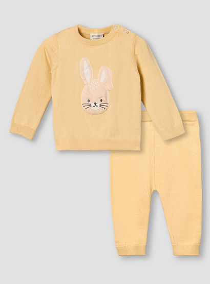 Juniors Cotton Long Sleeves Pyjama Set with Bunny Embroidery-baby-girls-clothing-winterwear-pyjamasets-image-2