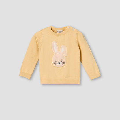 Juniors Cotton Long Sleeves Pyjama Set with Bunny Embroidery