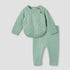 Juniors Cotton Crew Neck Long Sleeves Pyjama Set with Knit Texture - Green / 12-18 mths