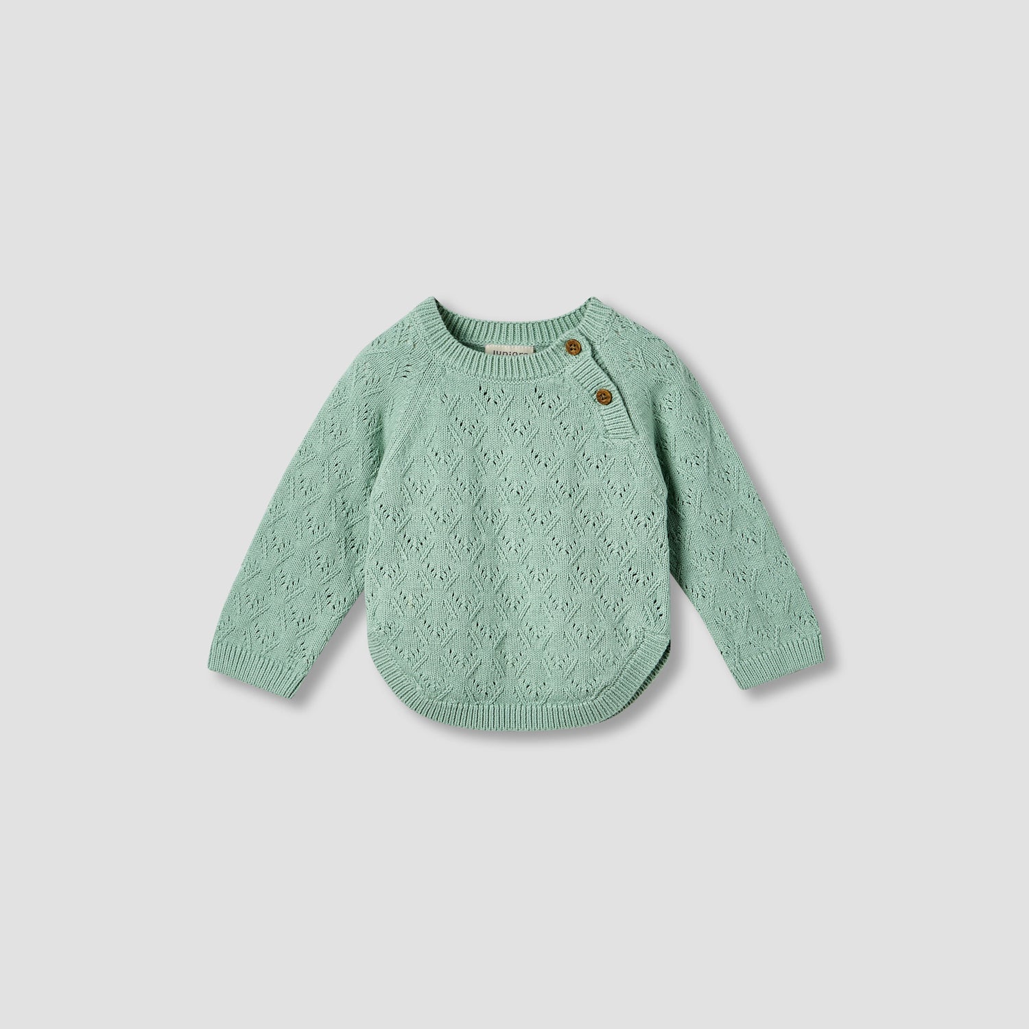 Juniors Cotton Crew Neck Long Sleeves Pyjama Set with Knit Texture