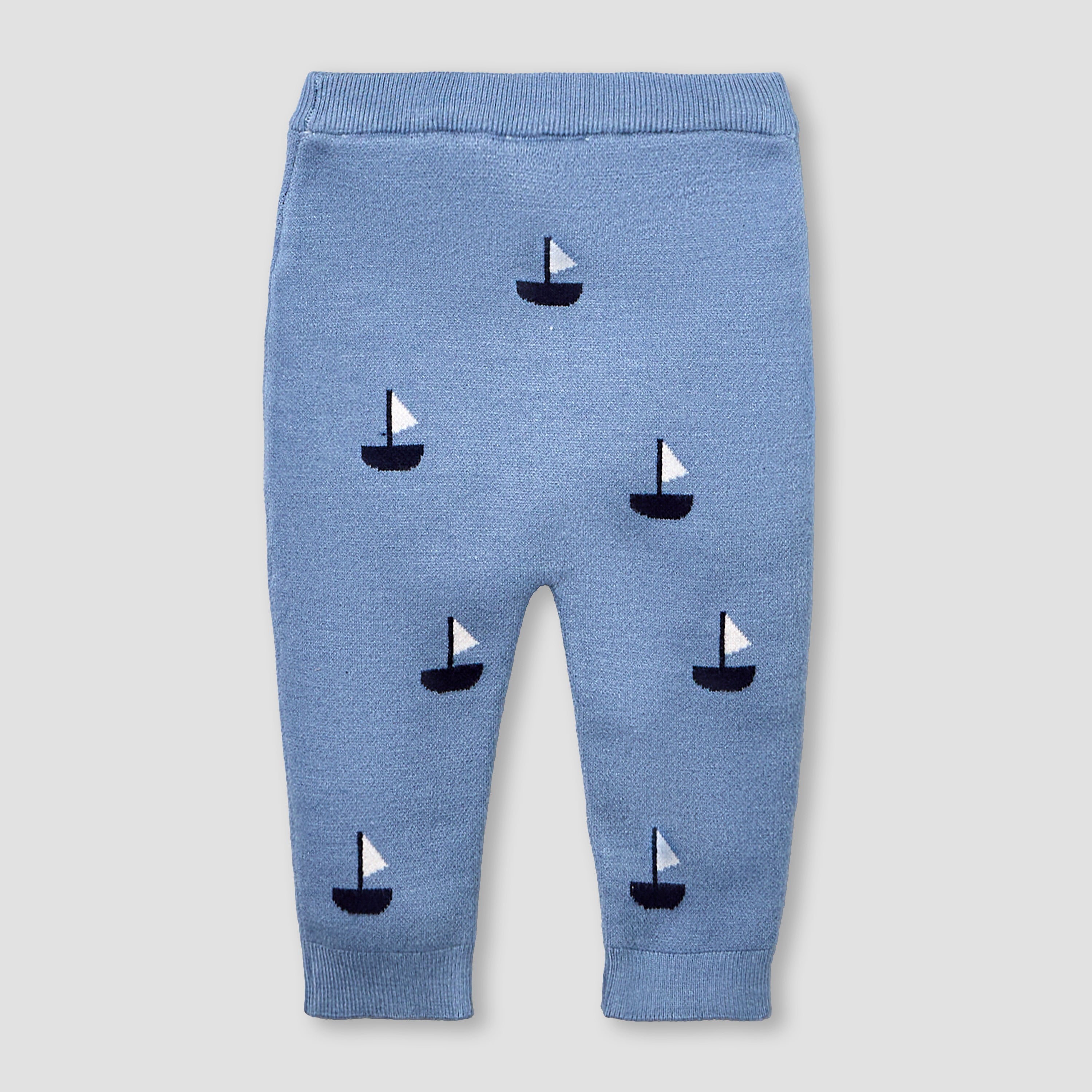 Juniors Round Neck Long Sleeves Pyjama Set with Sailboat Print