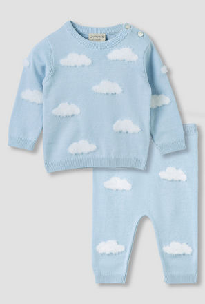 Juniors Pyjama Set with Cloud Knit Texture - Cotton - Long Sleeves