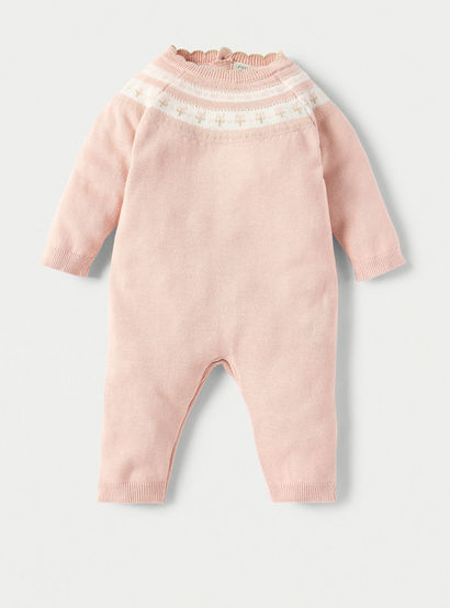 Juniors Textured Sleepsuit with Long Sleeves and Button Closure-baby-girls-clothing-nightwear-sleepsuits-image-1