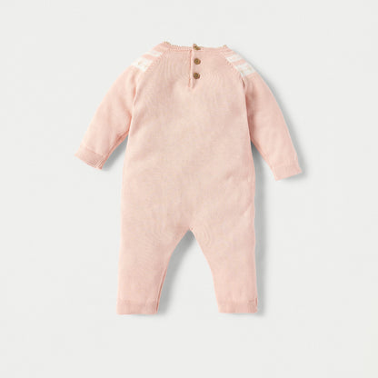 Juniors Textured Sleepsuit with Long Sleeves and Button Closure