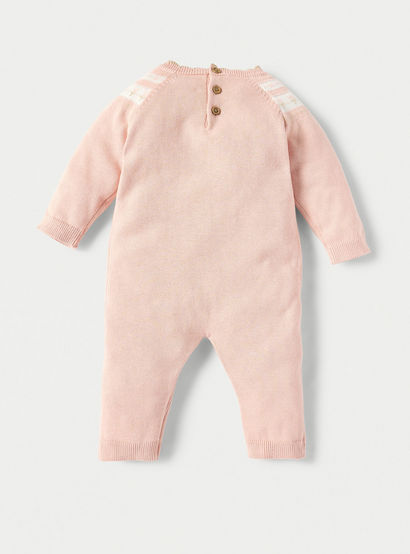 Juniors Textured Sleepsuit with Long Sleeves and Button Closure-baby-girls-clothing-nightwear-sleepsuits-image-2