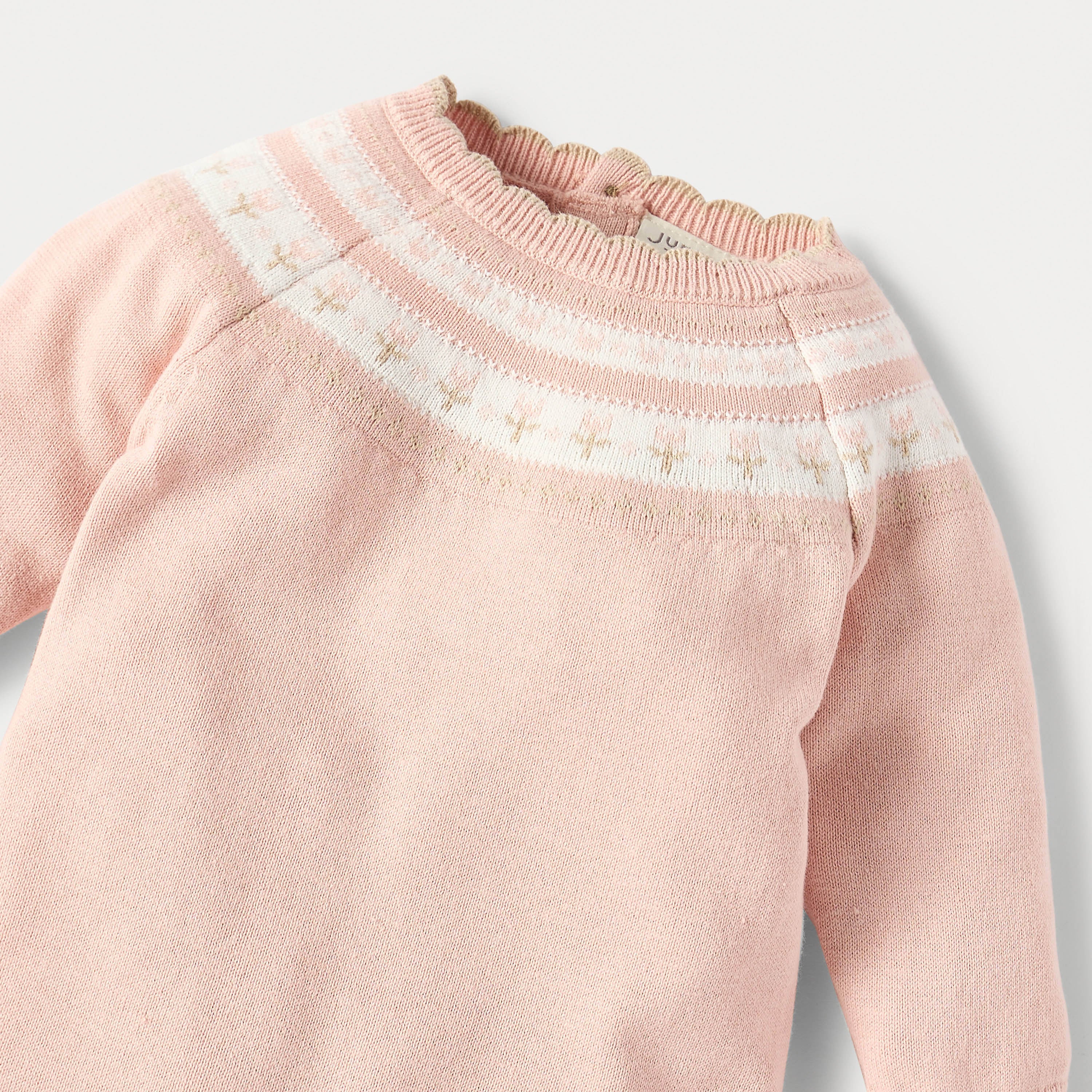 Juniors Textured Sleepsuit with Long Sleeves and Button Closure