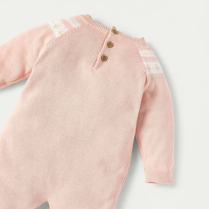 Juniors Textured Sleepsuit with Long Sleeves and Button Closure