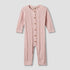 Juniors Cotton Crew Neck Long Sleeves Sleepsuit with Knit Texture - Pink / 9-12 mths