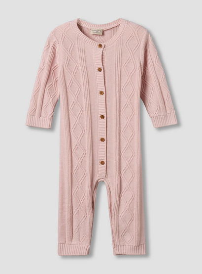 Juniors Cotton Crew Neck Long Sleeves Sleepsuit with Knit Texture-baby-girls-clothing-nightwear-sleepsuits-image-2