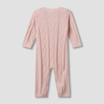 Juniors Cotton Crew Neck Long Sleeves Sleepsuit with Knit Texture