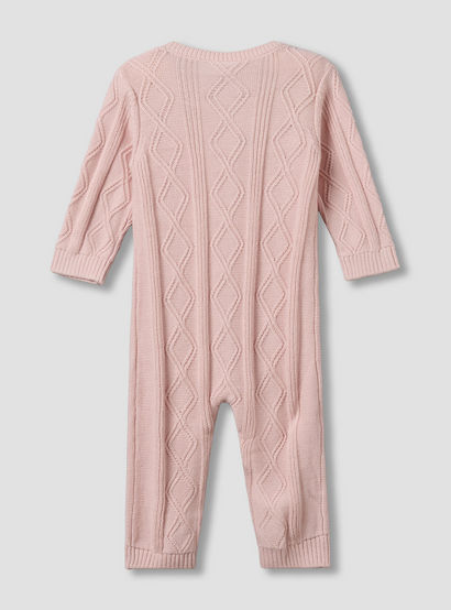 Juniors Cotton Crew Neck Long Sleeves Sleepsuit with Knit Texture-baby-girls-clothing-nightwear-sleepsuits-image-3