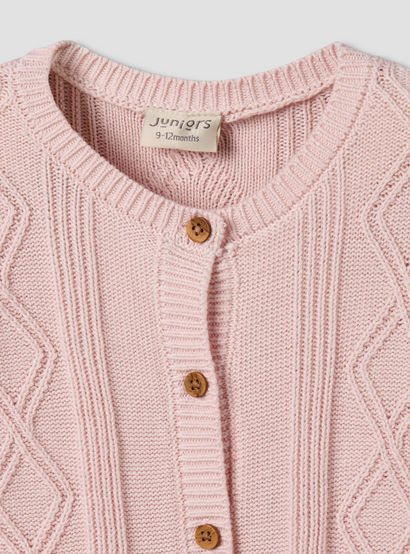 Juniors Cotton Crew Neck Long Sleeves Sleepsuit with Knit Texture-baby-girls-clothing-nightwear-sleepsuits-image-4