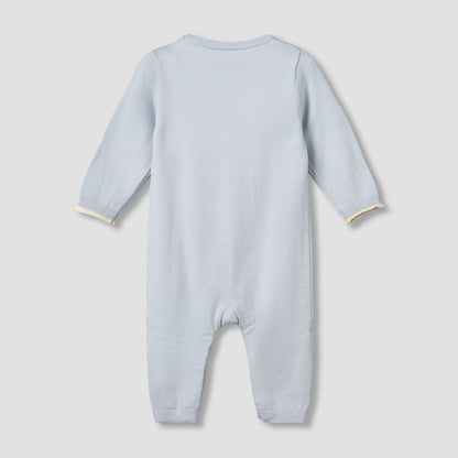 Juniors Cotton Round Neck Long Sleeves Sleepsuit with Whale Print